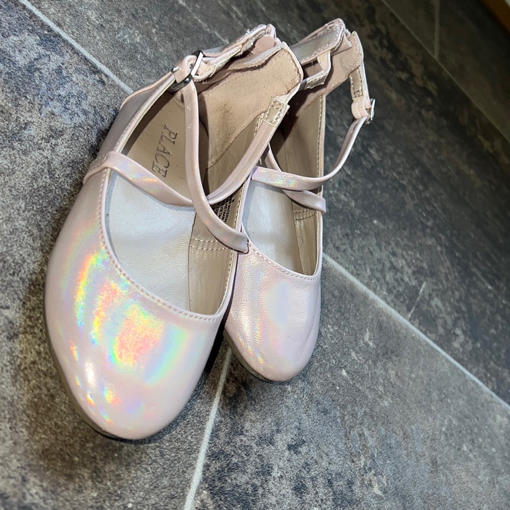 Iridescent pink ballet flats